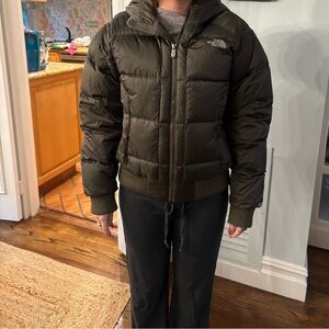 The North Face Dark Green Hooded Puffer Jacket